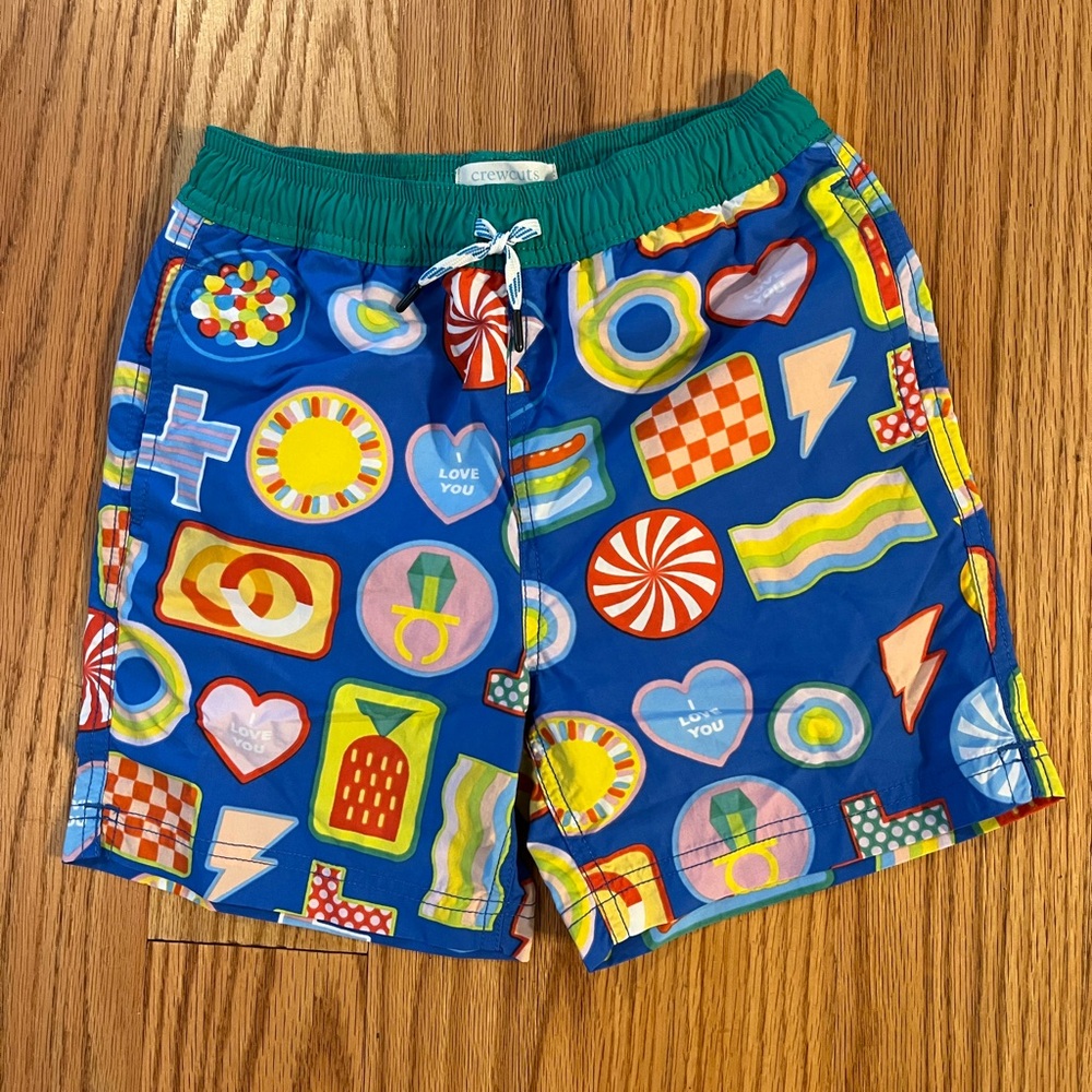 Crewcuts Boys Bright Blue Candy Motif Swim Shorts